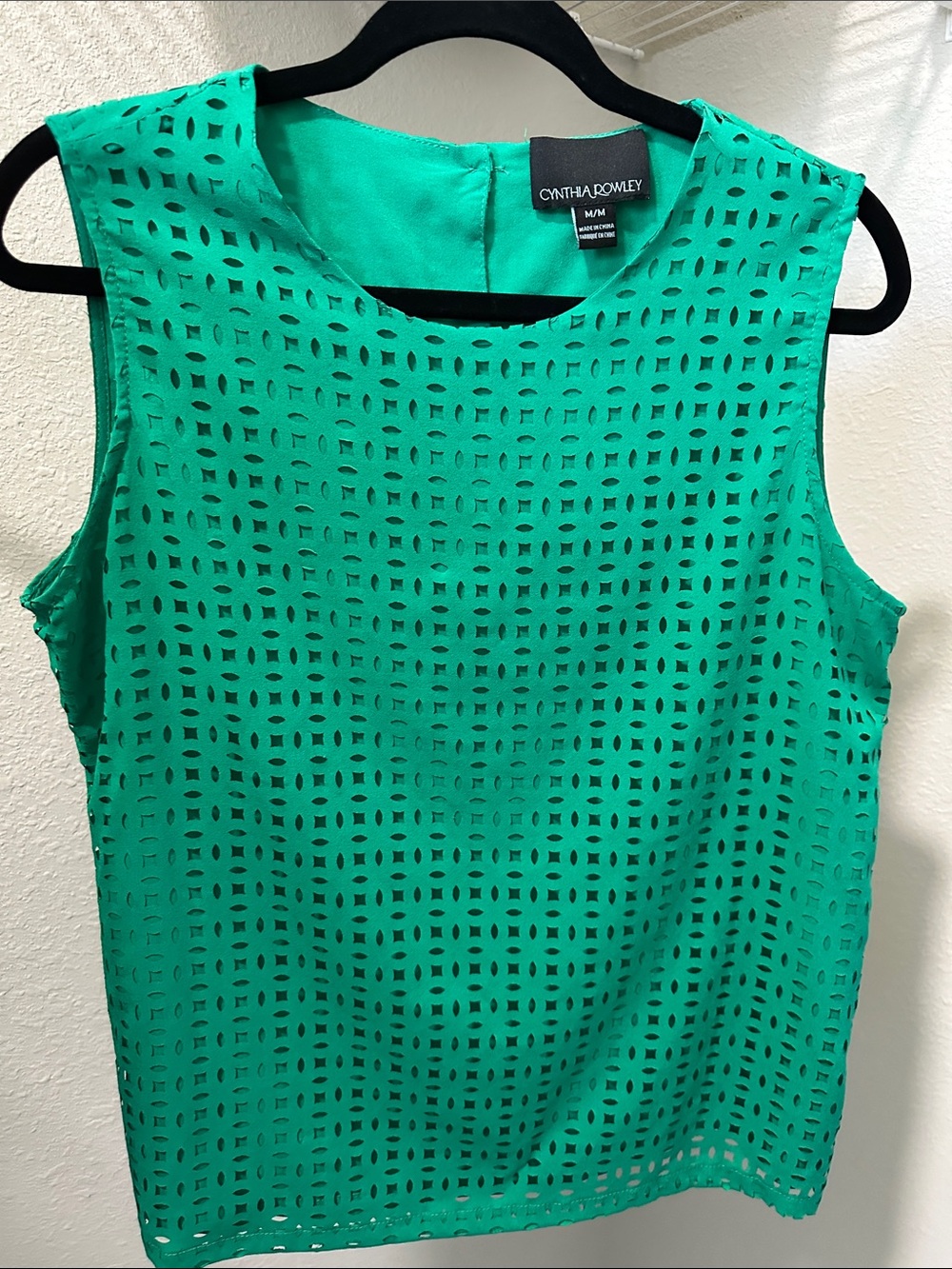 Cynthia Rowley Emerald Eyelet Sleeveless Camisole